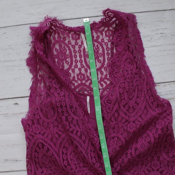 Free People Heart in Two Lace Layered Cami Mini Dress XS Magenta - Picture 13 of 14